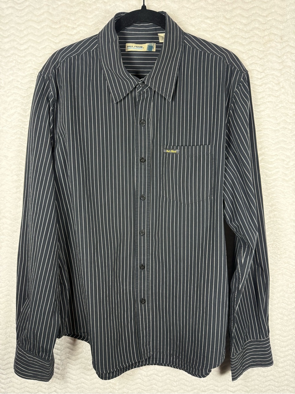 Vintage Y2K Paul Frank men's striped button-up shirt. Stunner piece! Classic 🤩